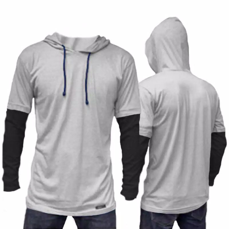 kaos Hoodie doble layer lengan panjang