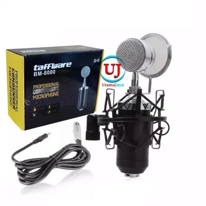 Microphone Condenser BM8000 Taffware Shock Proof Mount Original - Silver Murah