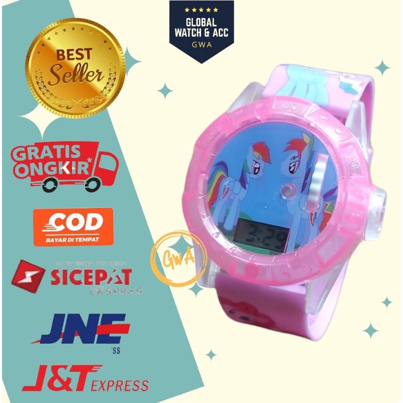 Jam tangan anak laser musik karakter Little pony