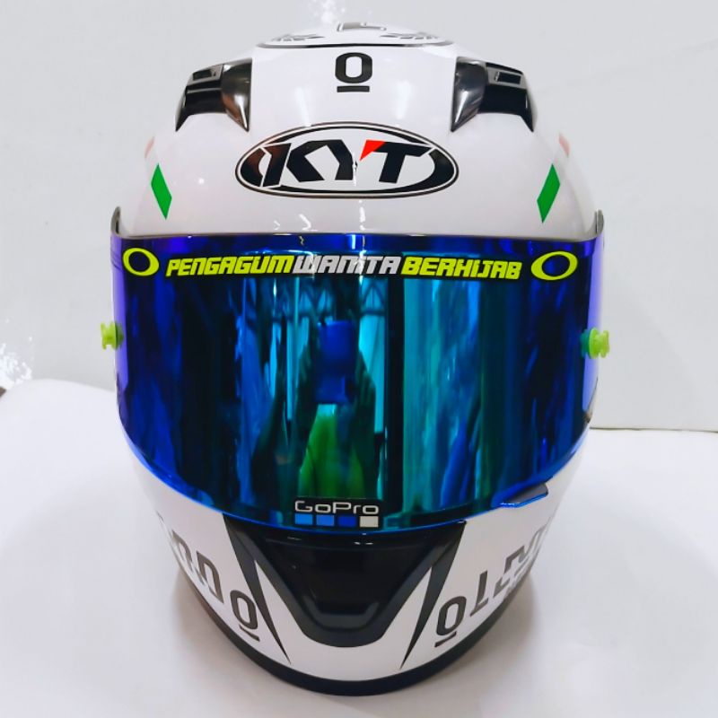 Helm Full face KYT R-10 solid white Leopard Modif Paket ganteng (Original)-2
