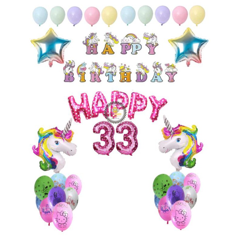 PAKET DEKORASI UNICORN RAINBOW FREE LEM