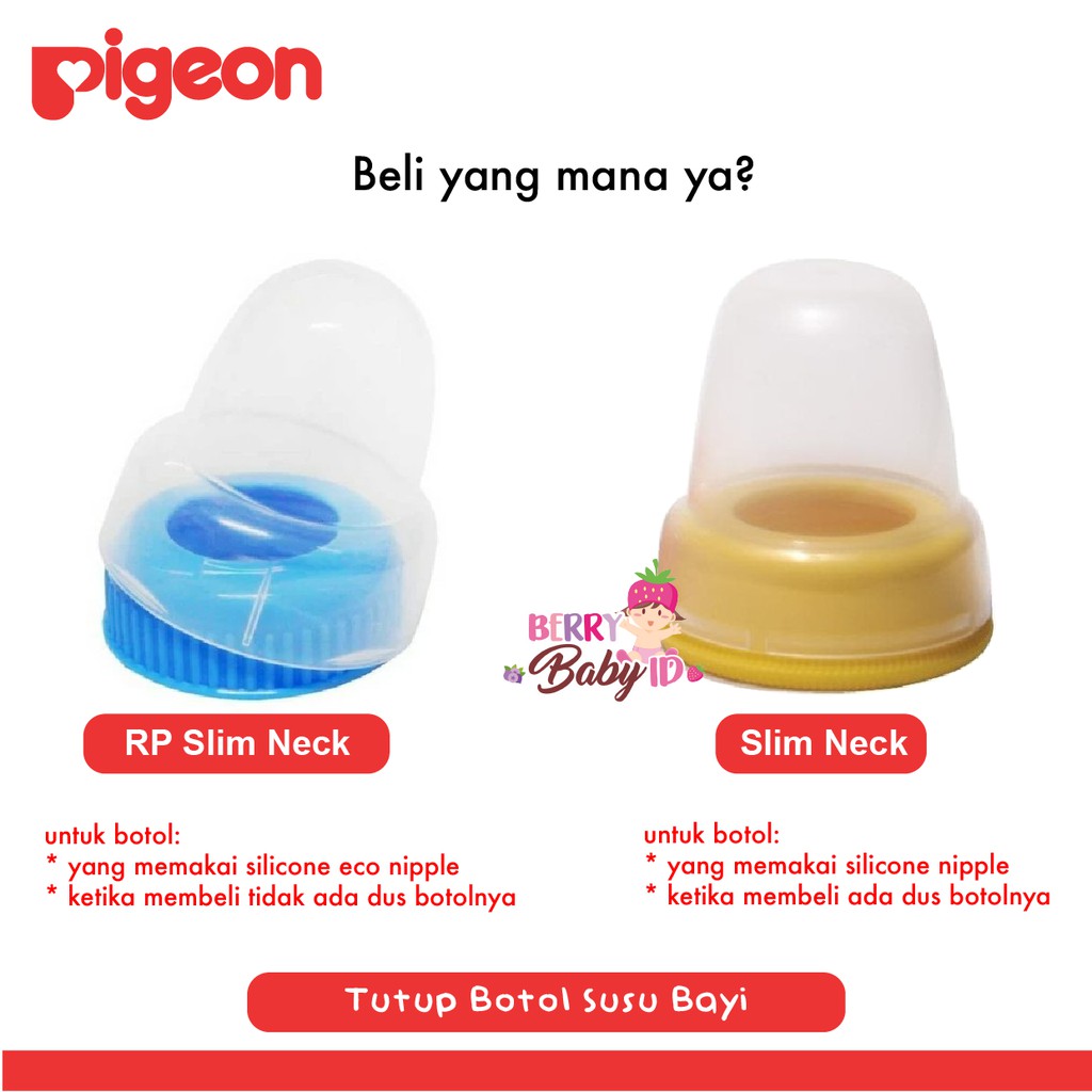 Pigeon Tutup Botol Susu Bayi Slim Neck Screw Cap &amp; Nipple Cover RP Berry Mart