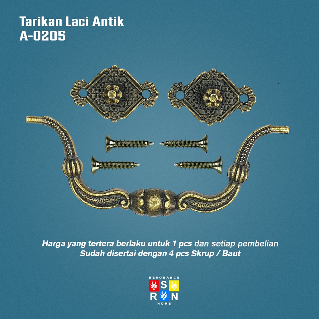 Tarikan Laci Antik Vintage A-0205 / Antique Drawer Handle Resonance Home