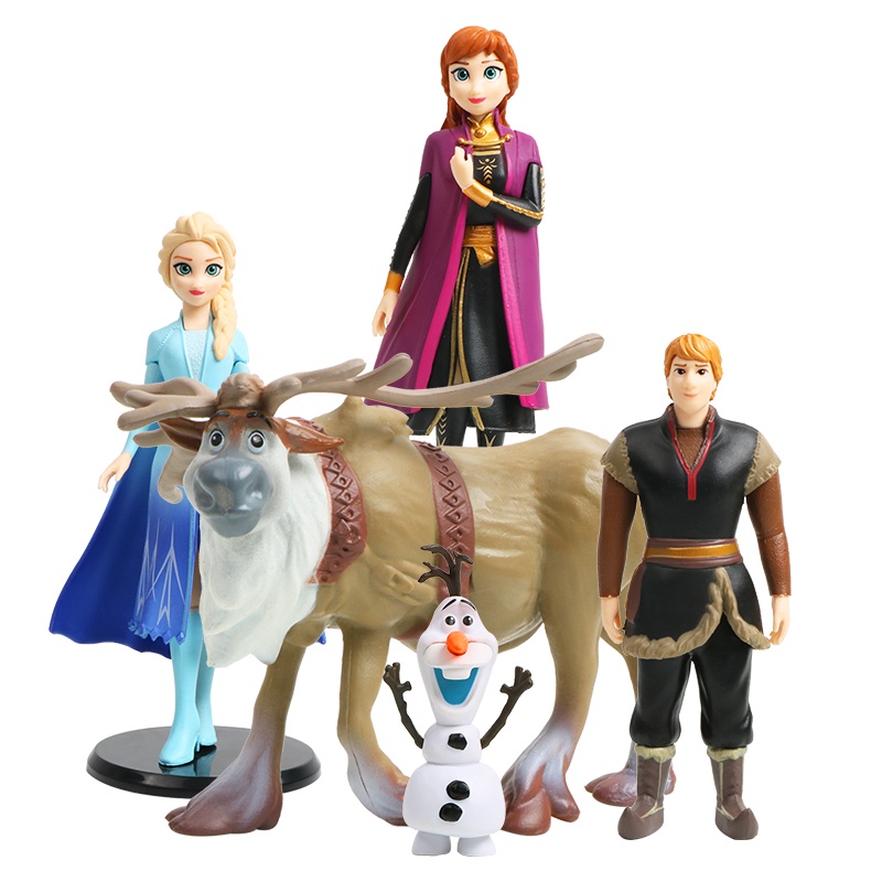 5 Set Mainan Action Figure Disney Princess Elsa Anna Frozen Snow Queen Bahan PVC Untuk Dekorasi Kue