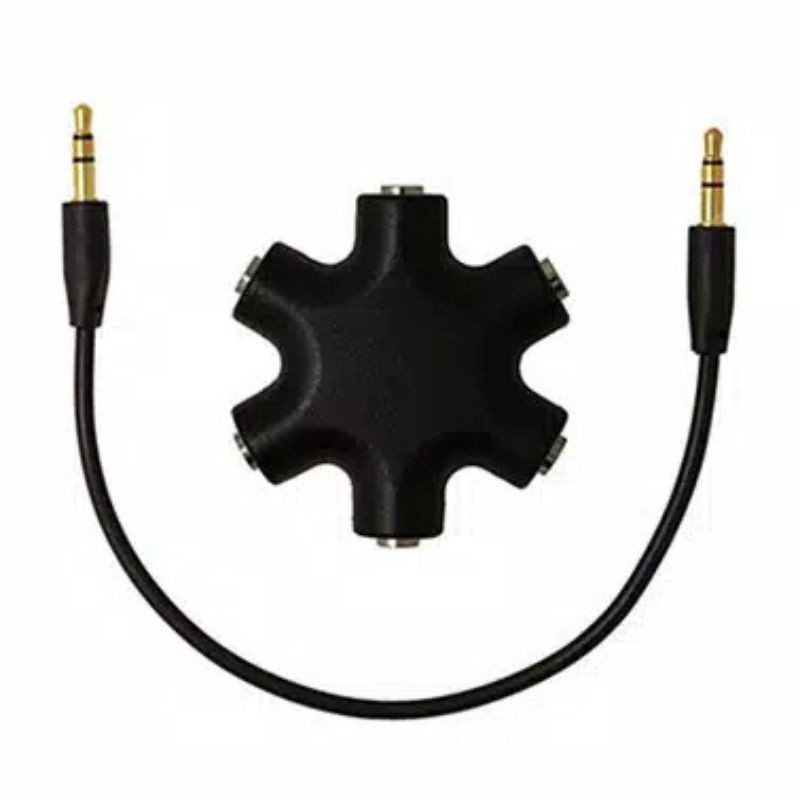 converter 6 Way Ports Male to 5 Female Audio Earphone 3.5mm Jack Splitter Adapter JLT108 ALLOY Grab