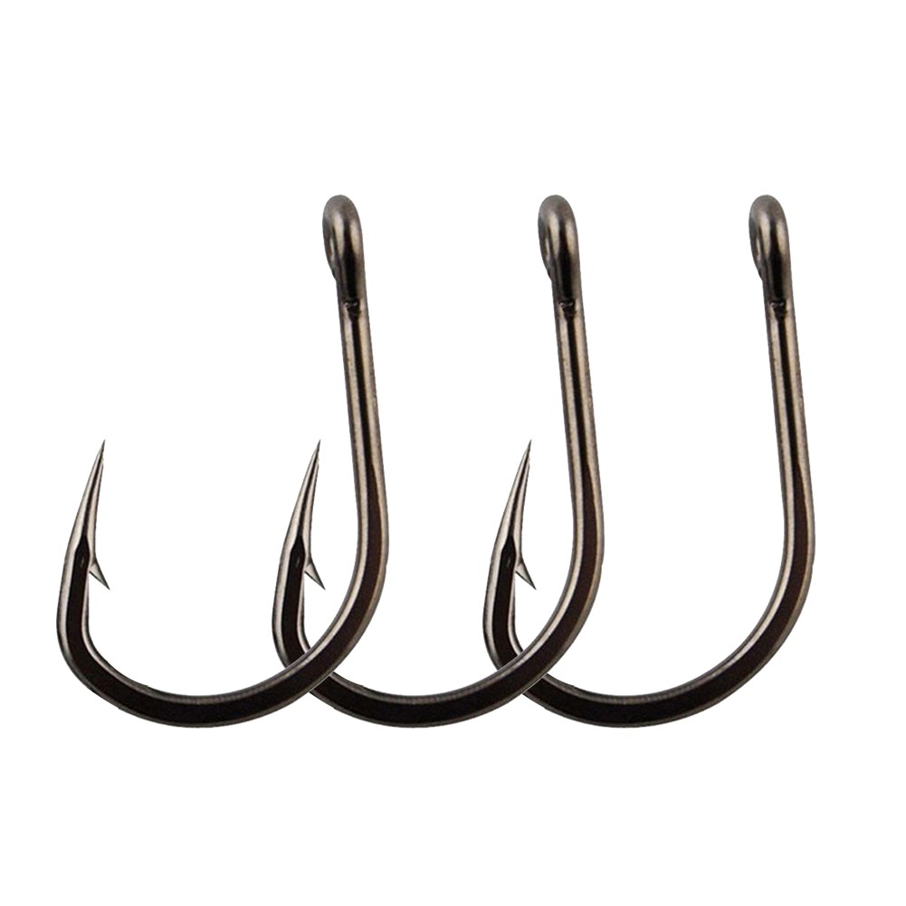 100Pcs Strong Carbon Steel Saltwater Freshwater Sharp Fishing Circle Jig Hooks