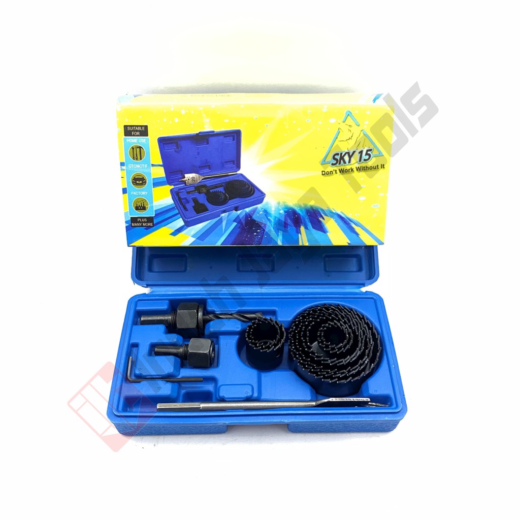 SKY Hole Saw Kit 13 Pcs - Holesaw Set Mata Bor Pelubang Kayu