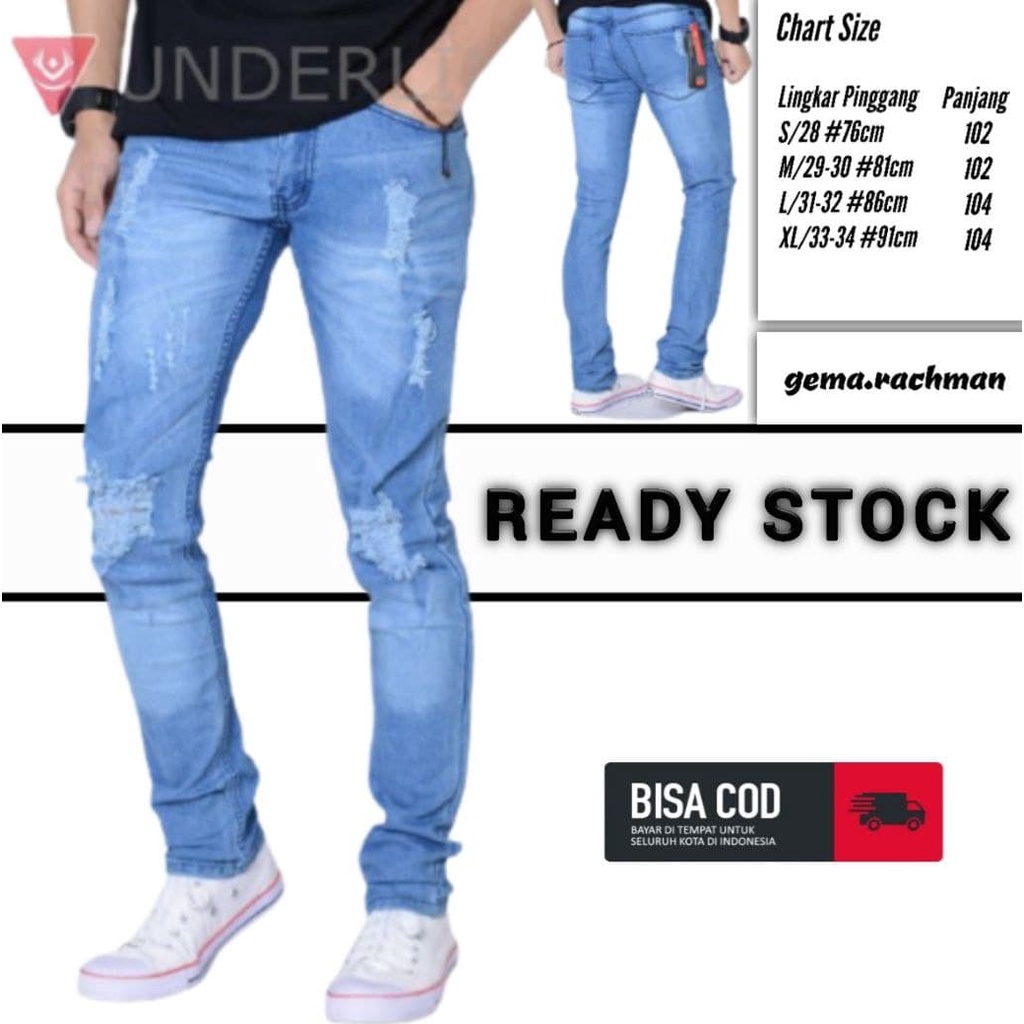 Celana Jeans Levis Panjang Pria Cowok Lepis Jins Slim fit Melar Skinny Hitam Sobek Pria M - XL Murah Original Cowok Cowo Laki Laki Distro Trend