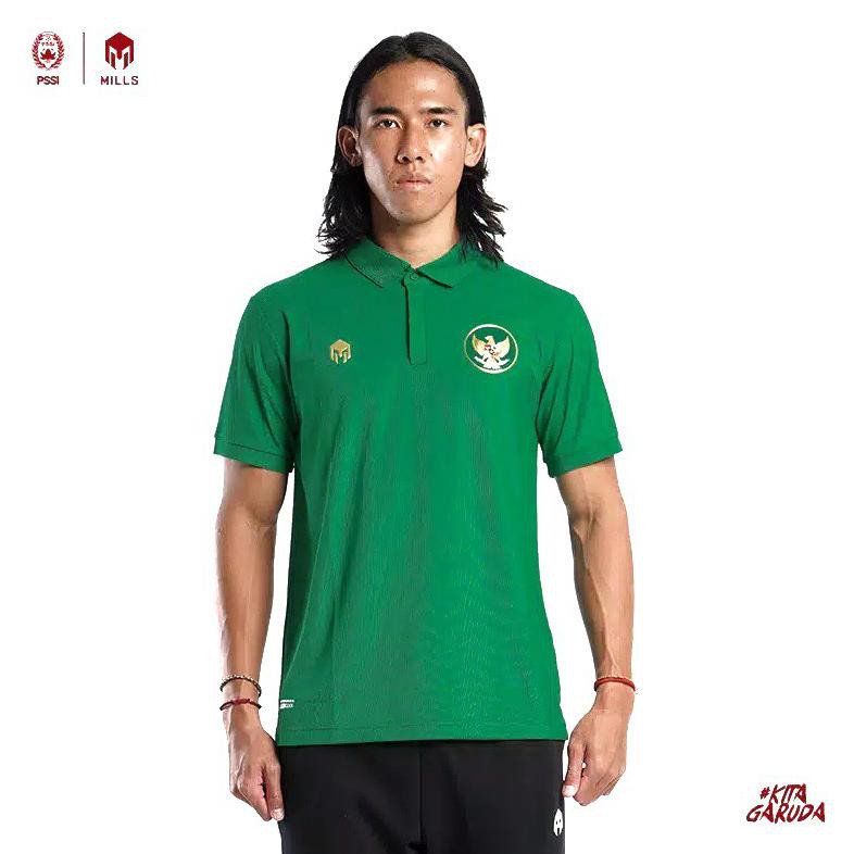 JERSEY TIMNAS GARUDA INDONESIA 2020 MILLS 17001GR POLO SHIRT TIMNAS INDONESIA ORIGINAL GREEN