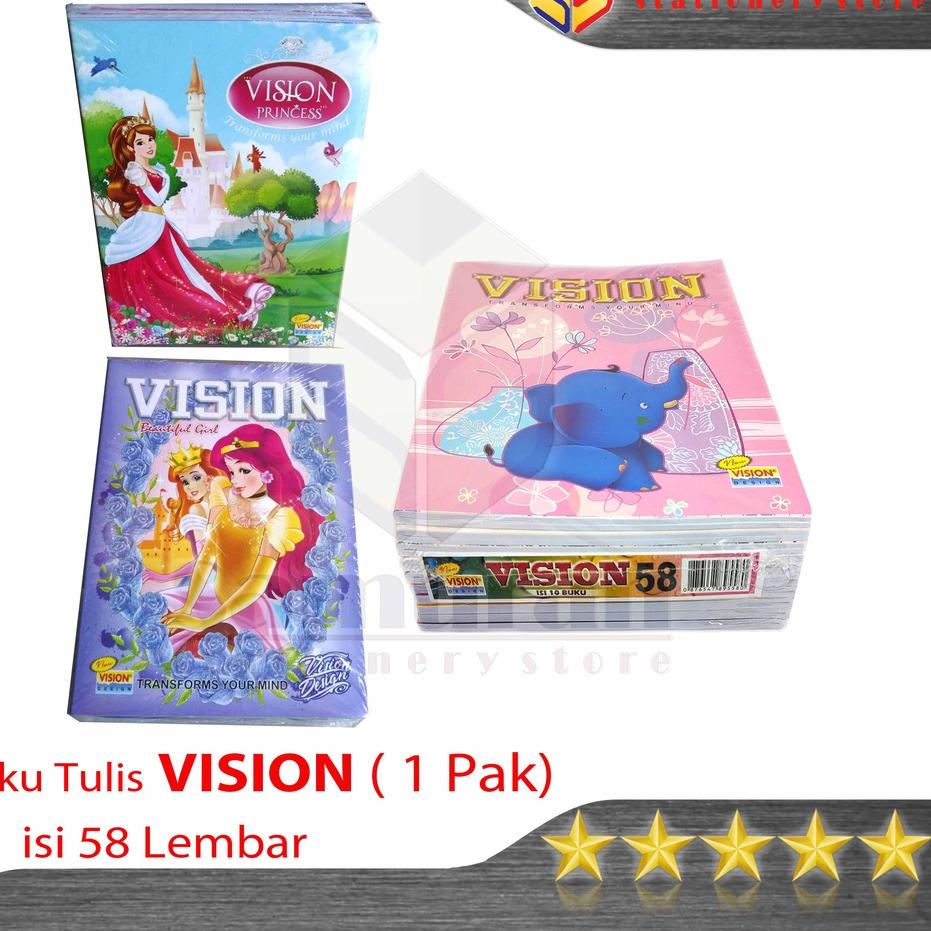 

ツ Buku Tulis Sekolah Vision 58 Lembar / Buku Ukuran Quarto 58lbr / Buku Tulis TK SD SMP 60 gsm Baru