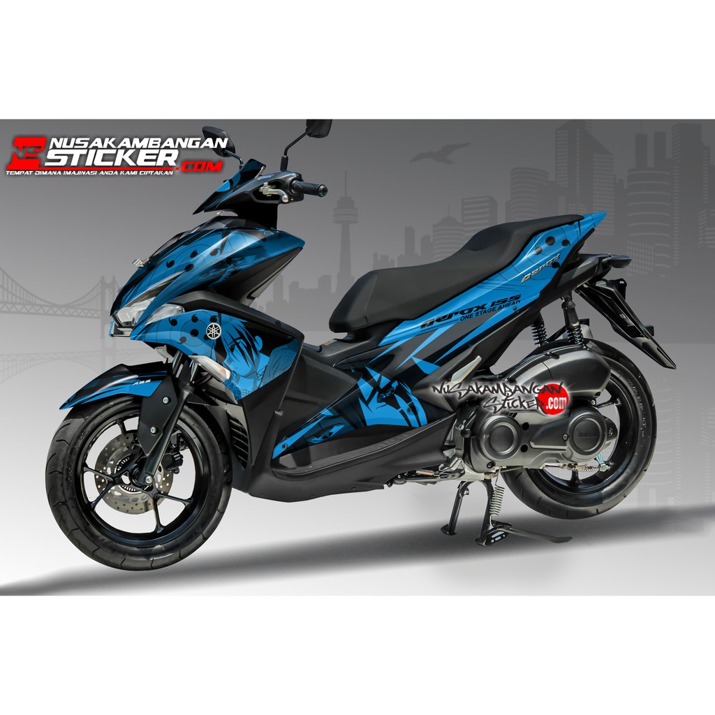 Decal Stiker Motor Yamaha Aerox Full Body Uchiha Sasuke Biru Racing Team Sticker Custom Variasi Moti