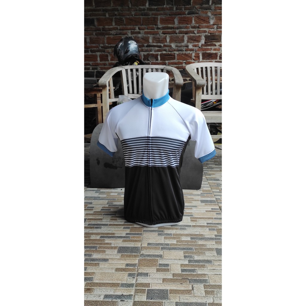 JERSEY SEPEDA JERSEY ROADBIKE PUTIH GARIS HITAM
