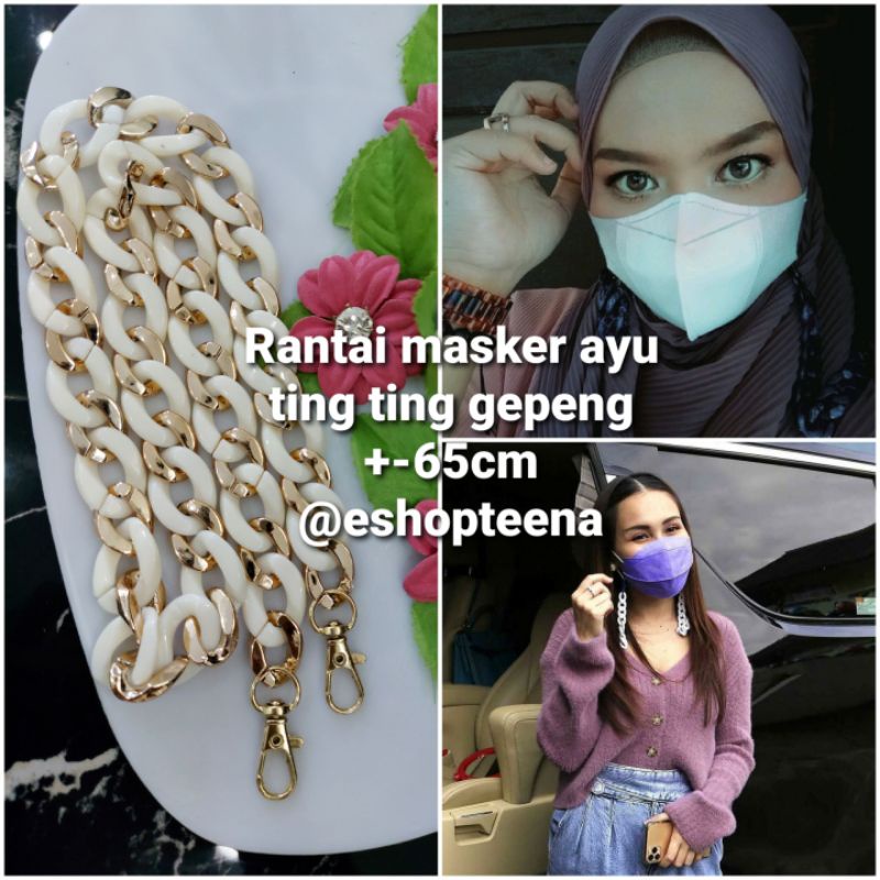 Rantai masker gepeng ayu ting ting_kalung masker ayu ting ting panjang +-65cm_tali masker ayu ting