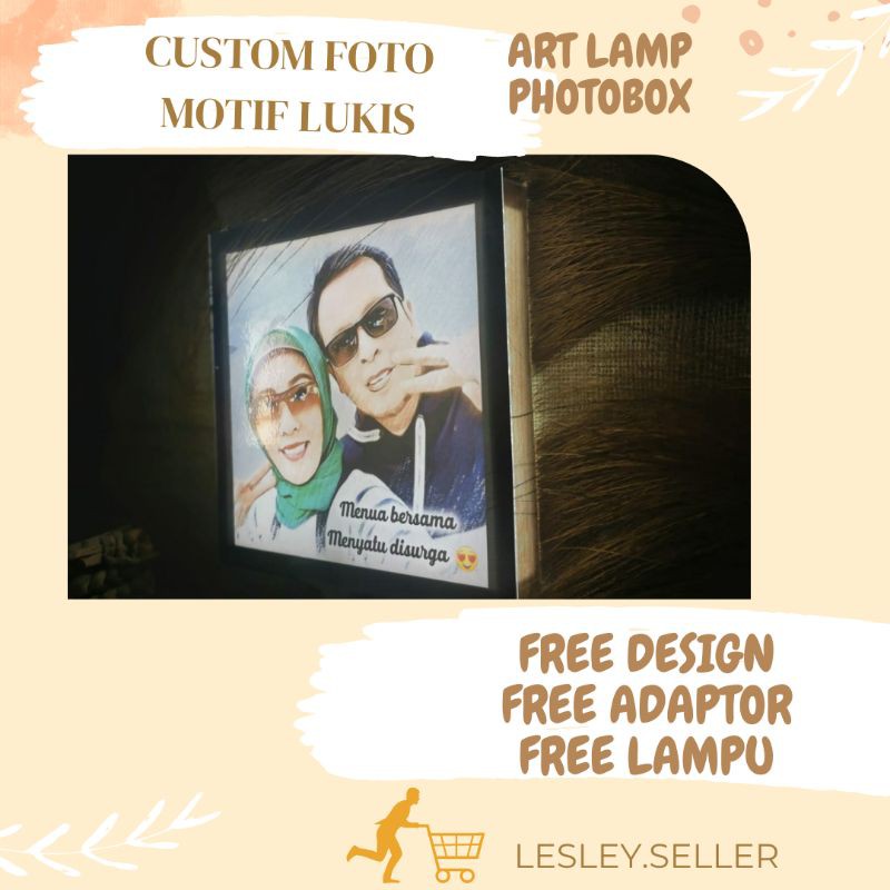 

[SEHARI JADI] ArtLamp Photobox Custom Foto Motif Lukis Hadiah Kado UlangTahun Wedding Anniversary