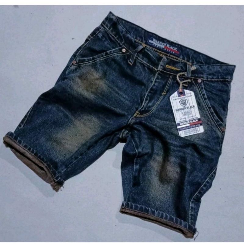 Celana Jeans Pendek GRASSOPER  POLOS PREMIUM Pria Wisker Jeans Pendek Ripped Polos Pria Premium