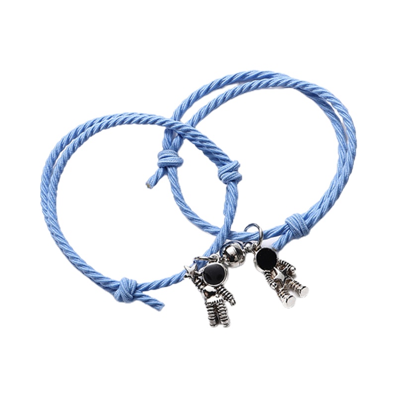 Siy Gelang Tali Kepang Elastis Dengan Charm Astronot Magnetik Untuk Pasangan / Sahabat