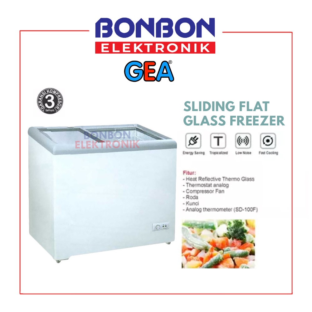 GEA Sliding Flat Glass Freezer SD-186 / SD186 186L