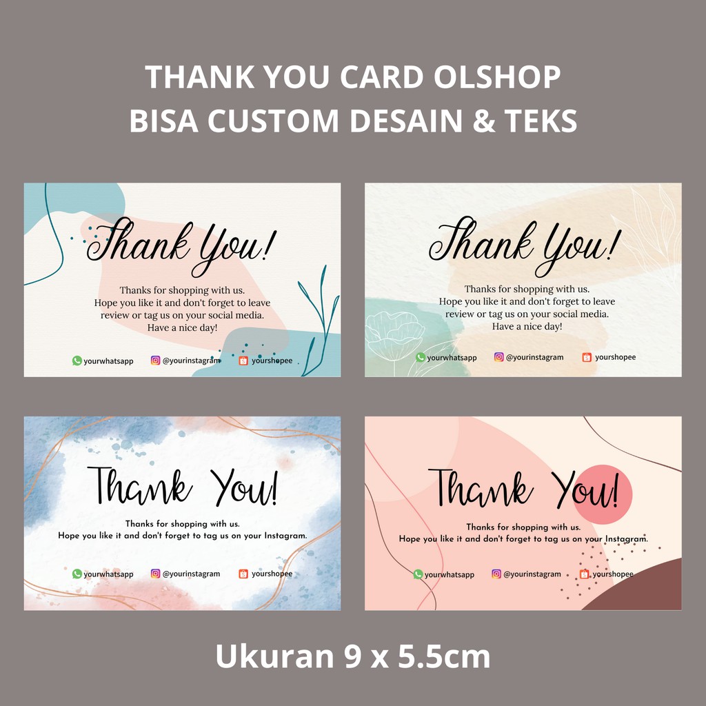 [isi 100pcs] Kartu ucapan terima kasih online shop/ hank you card olshop/thanks card olshop custom