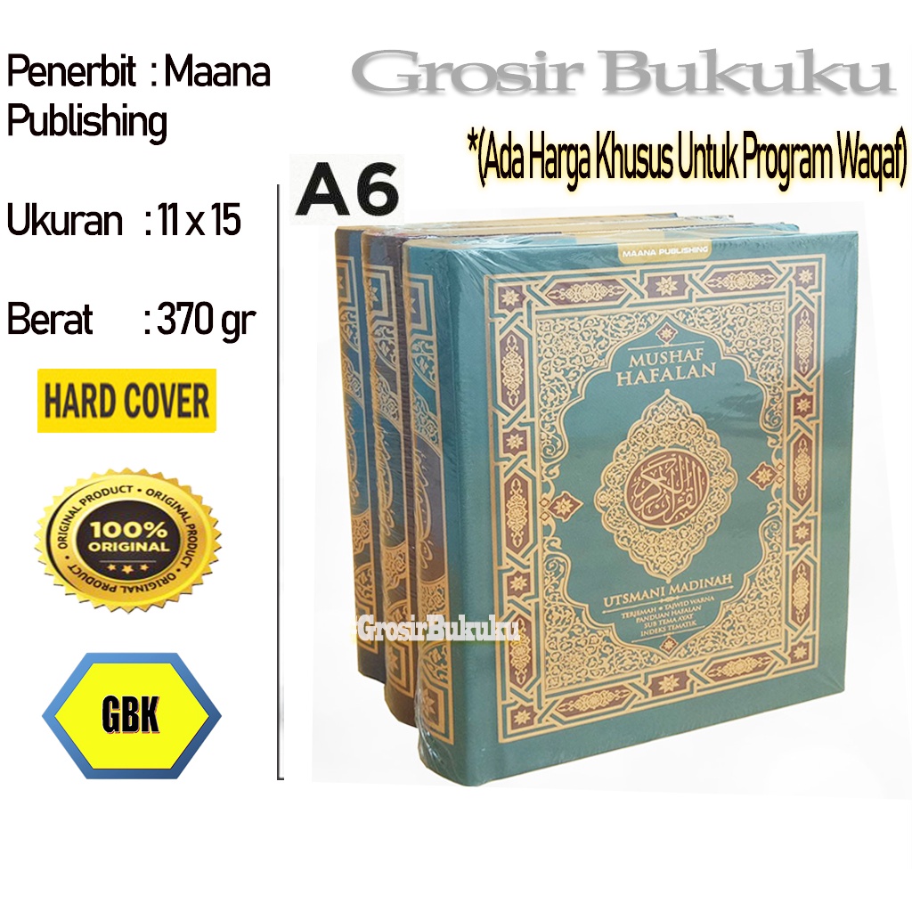 Al-Quran Hafalan Utsmani Madinah A6 HC | Mushaf Terjemah Tajwid Warna - Maana Publishing