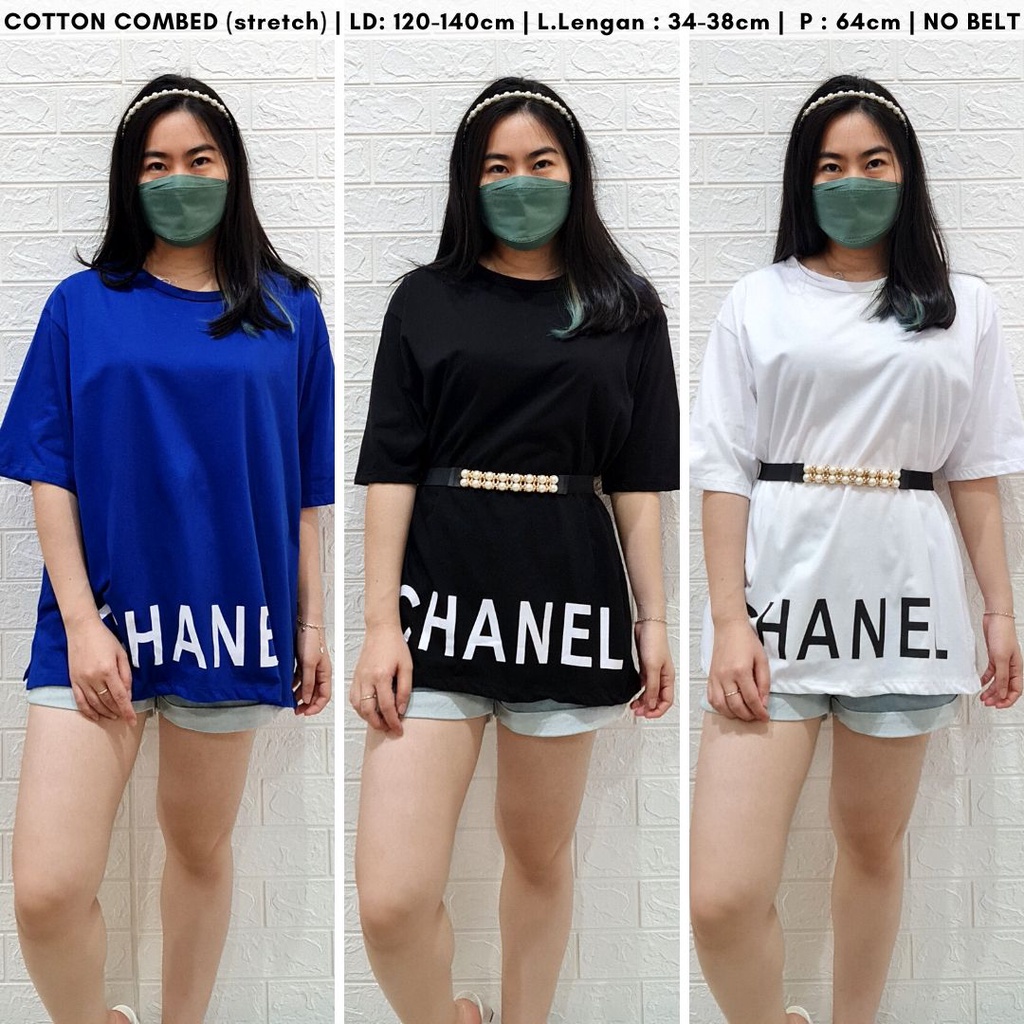 4502 kaos chayniel basic top polos oversize bigsize