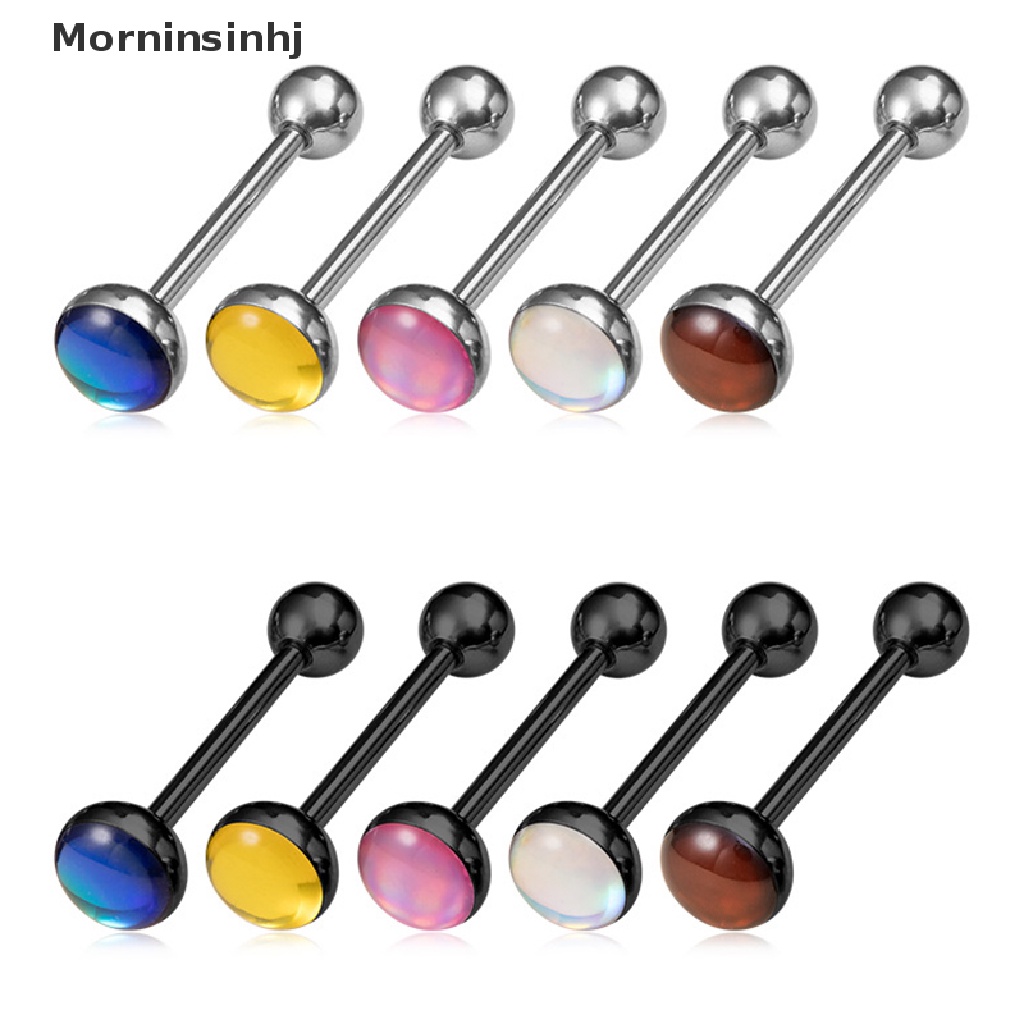 5pcs Cincin Tindik Lidah Bentuk Barbells Helix 14G Bahan Stainless Steel Gaya Punk Untuk Wanita