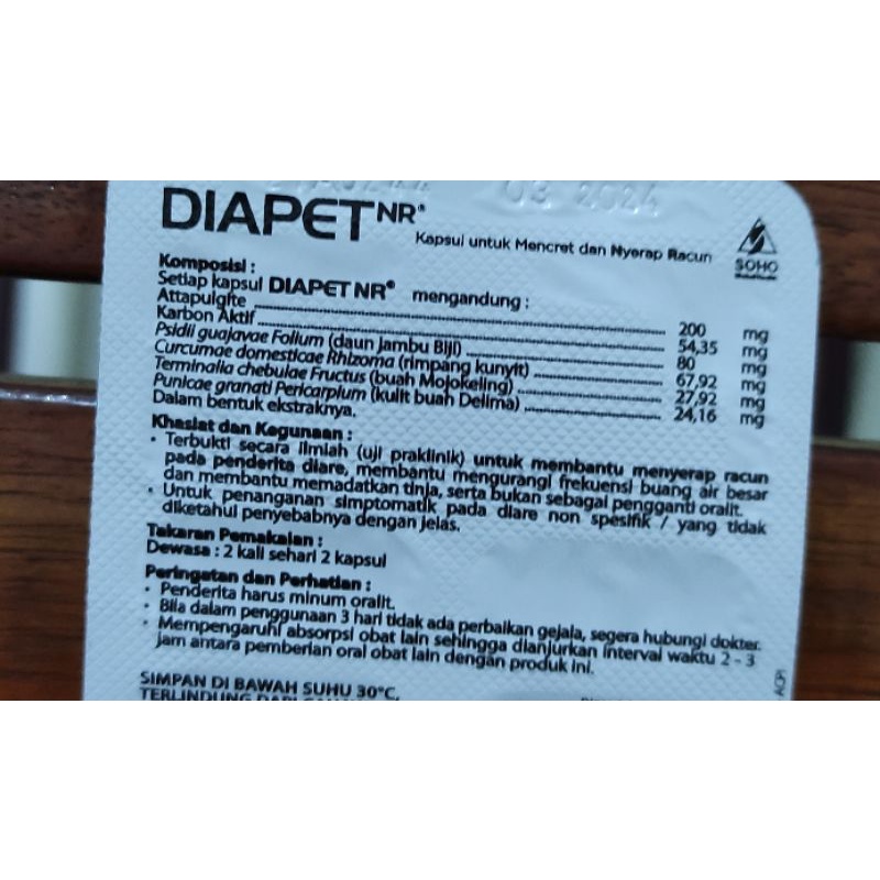 Diapet NR 4 Kapsul / Mengatasi Diare / Mengurangi Frekuensi BAB