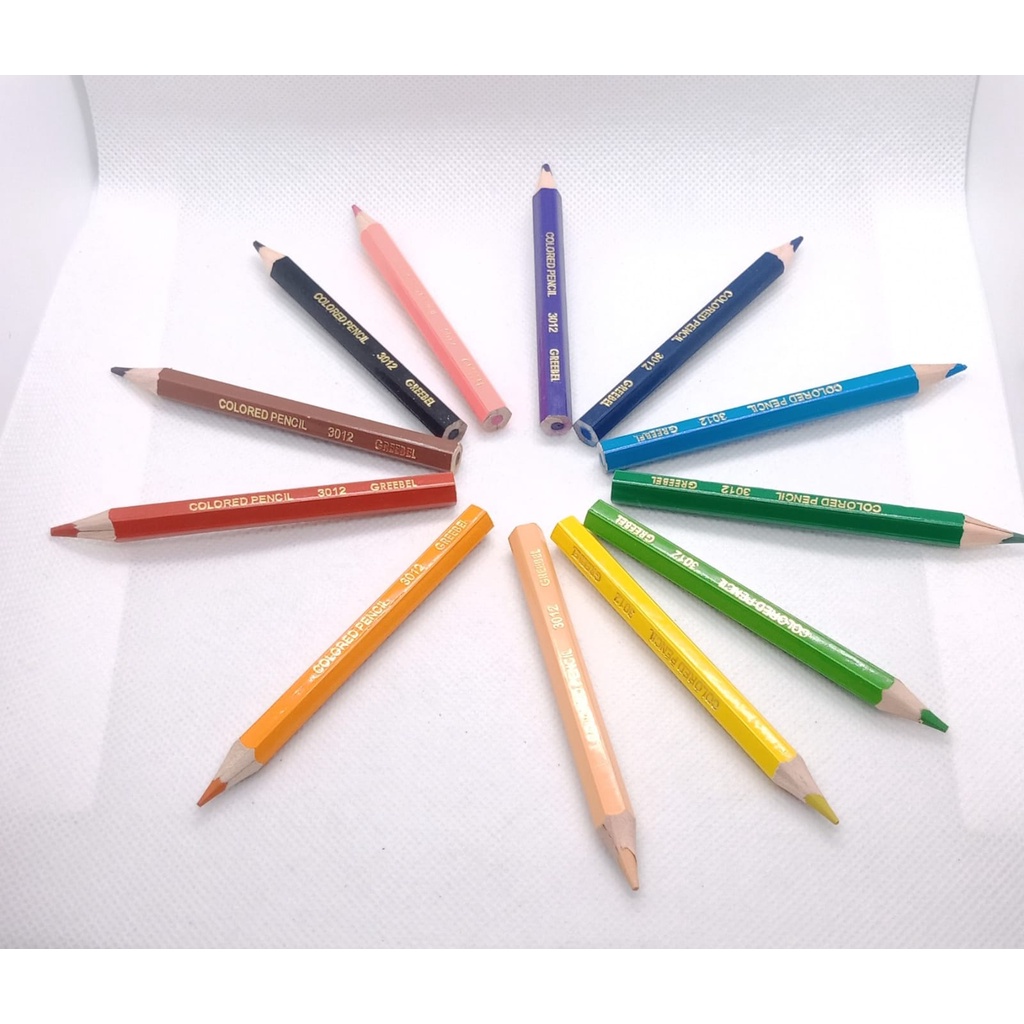 GREEBEL Pensil Warna Watercolour Pencils Half 12 Warna Pendek