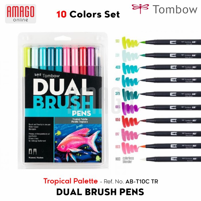 TOMBOW Dual Brush Pens - TROPICAL Palette of 10 colors - AB-T10C TR