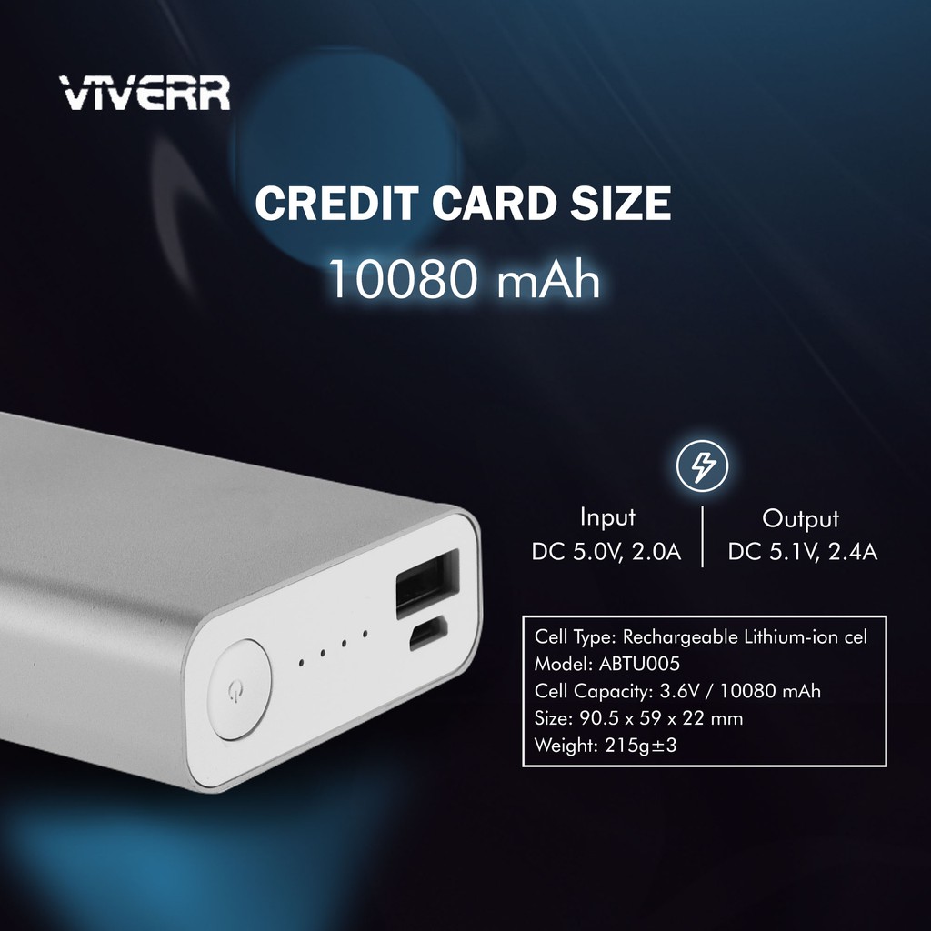 BEST QUALITY - Viverr Powerbank 10080mAh Smart Desain garansi 1 tahun kualitas bagus