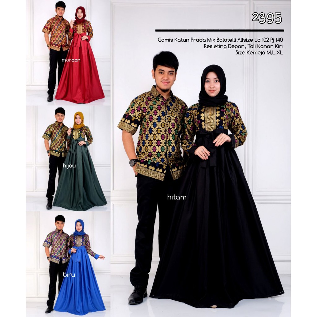 BAJU BATIK COUPLE MODEL GAMIS KATUN PRADA TERBARU T2395