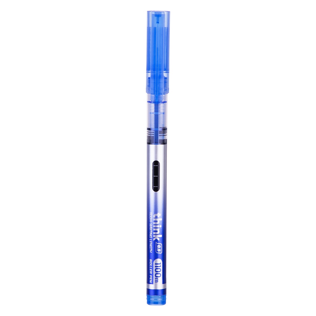 HAPPY TIME DELI PULPEN ROLLER PEN THINK EQ300 0.5mm HITAM BIRU ADA INDIKATOR TINTA ALAT TULIS KANTOR SEKOLAH
