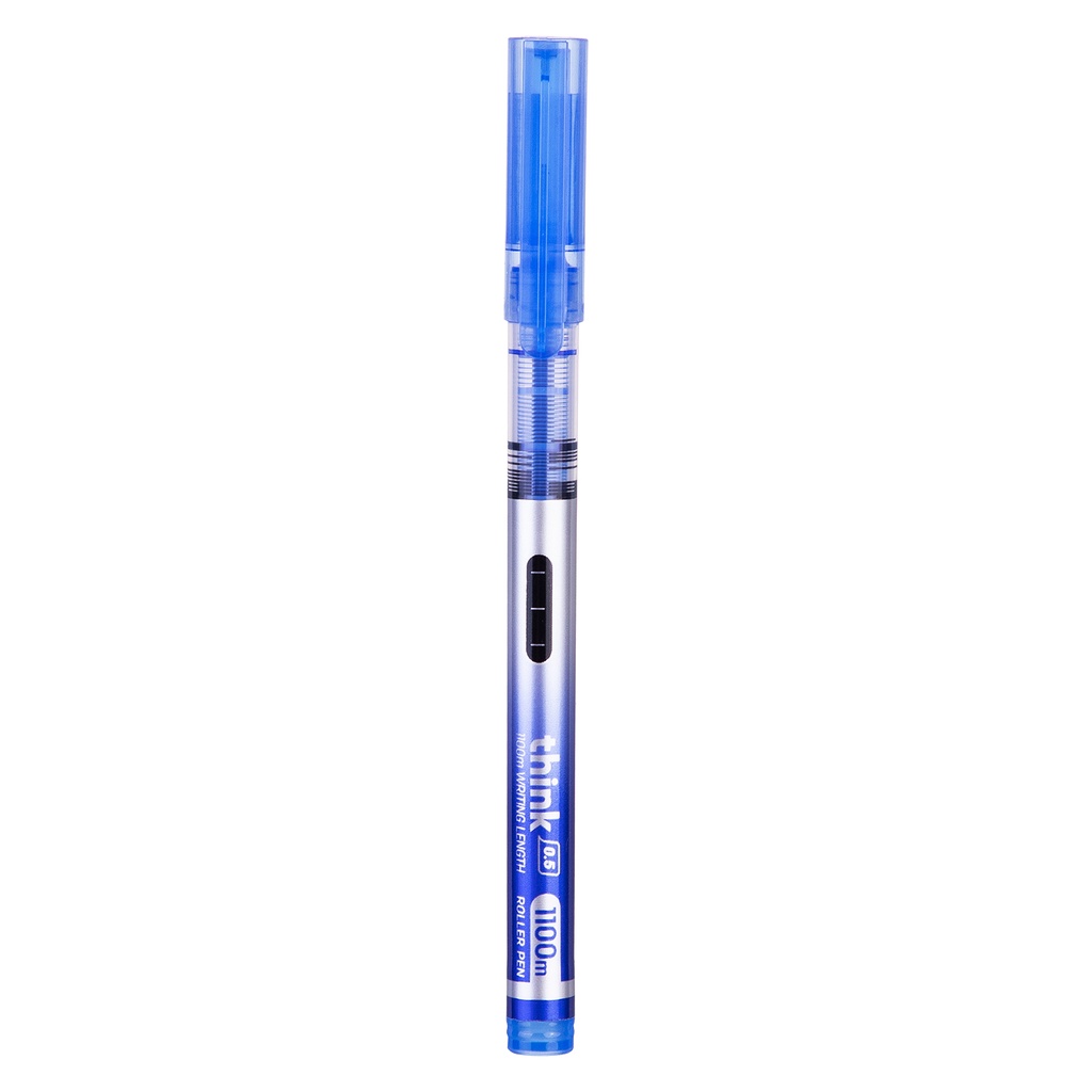 HAPPY TIME DELI PULPEN ROLLER PEN THINK EQ300 0.5mm HITAM BIRU ADA INDIKATOR TINTA ALAT TULIS KANTOR SEKOLAH