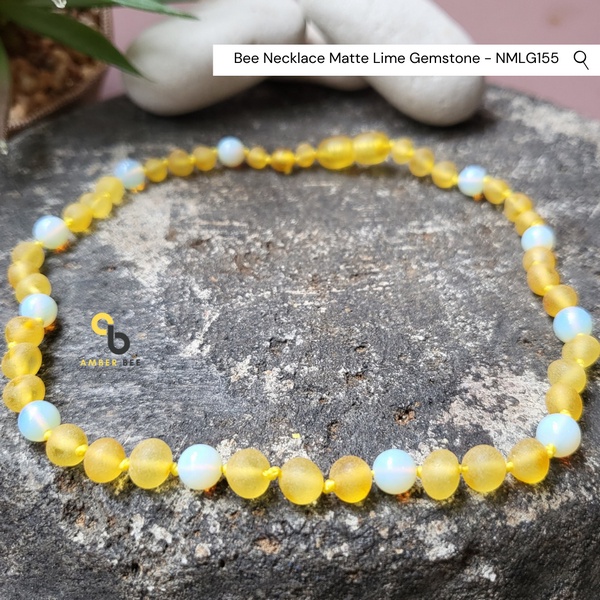 Kalung Amber Pereda Nyeri Tumbuh Gigi Anak Premium Mix Gemstone NMLG155 By Amber Bee