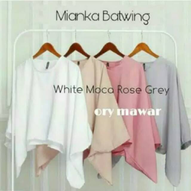 MIANKA BATWING BLOUSE LOWO CROPTEE ATASAN KEBAYA POLOS PASTEL MODERN KELELAWAR SERAGAM JUMBO
