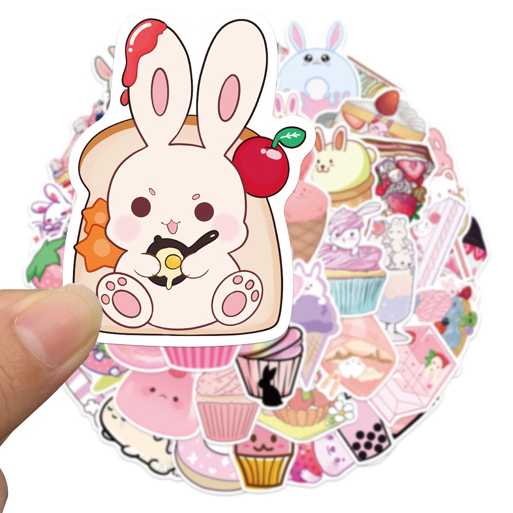 50PCS Cute Dessert Rabbit Mini Sticker Decoration Diy Album Diary Scrapbooking Label Sticker Kawaii Stationery