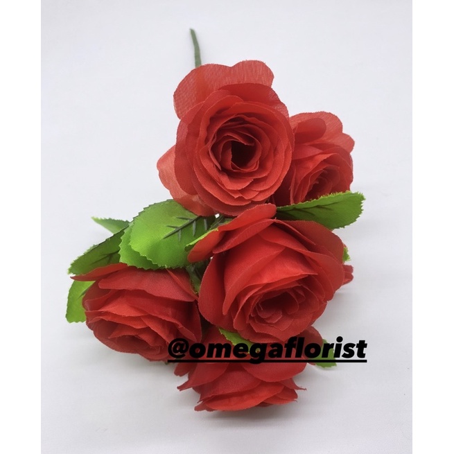 Rose Tropis X6 Bunga Artifical Bunga Artificial/Bunga Plastik/Bunga Dekorasi/Dekorasi Pernikahan/Pernikahan-Merah