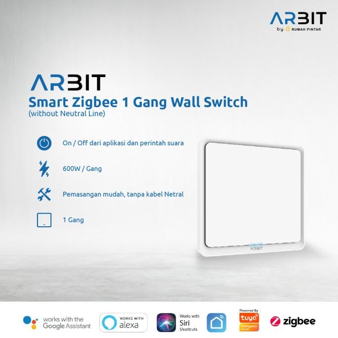 ARBIT Smart Home ZigBee Wall Switch 1 Gang Without Neutral line TUYA