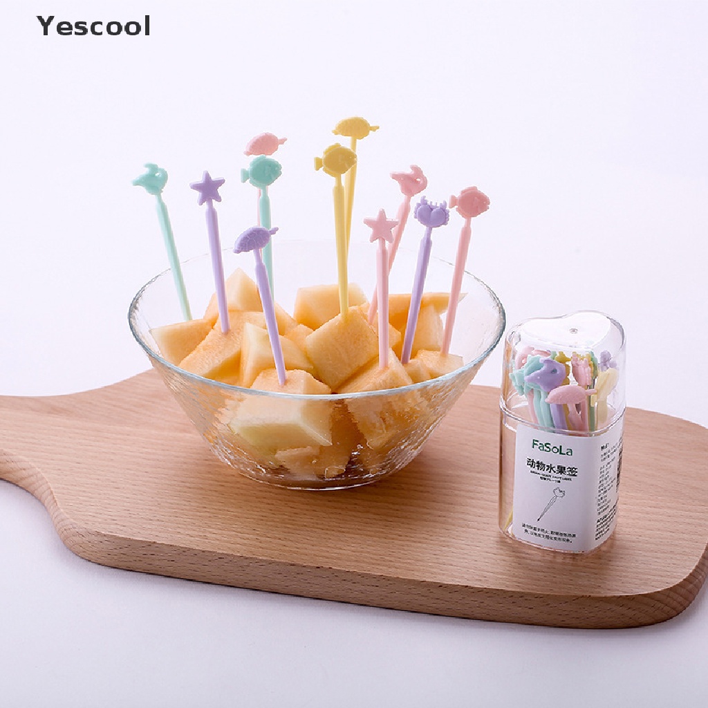 Yescool Garpu Buah Mini Warna Permen Motif Kartun Lucu Untuk Anak