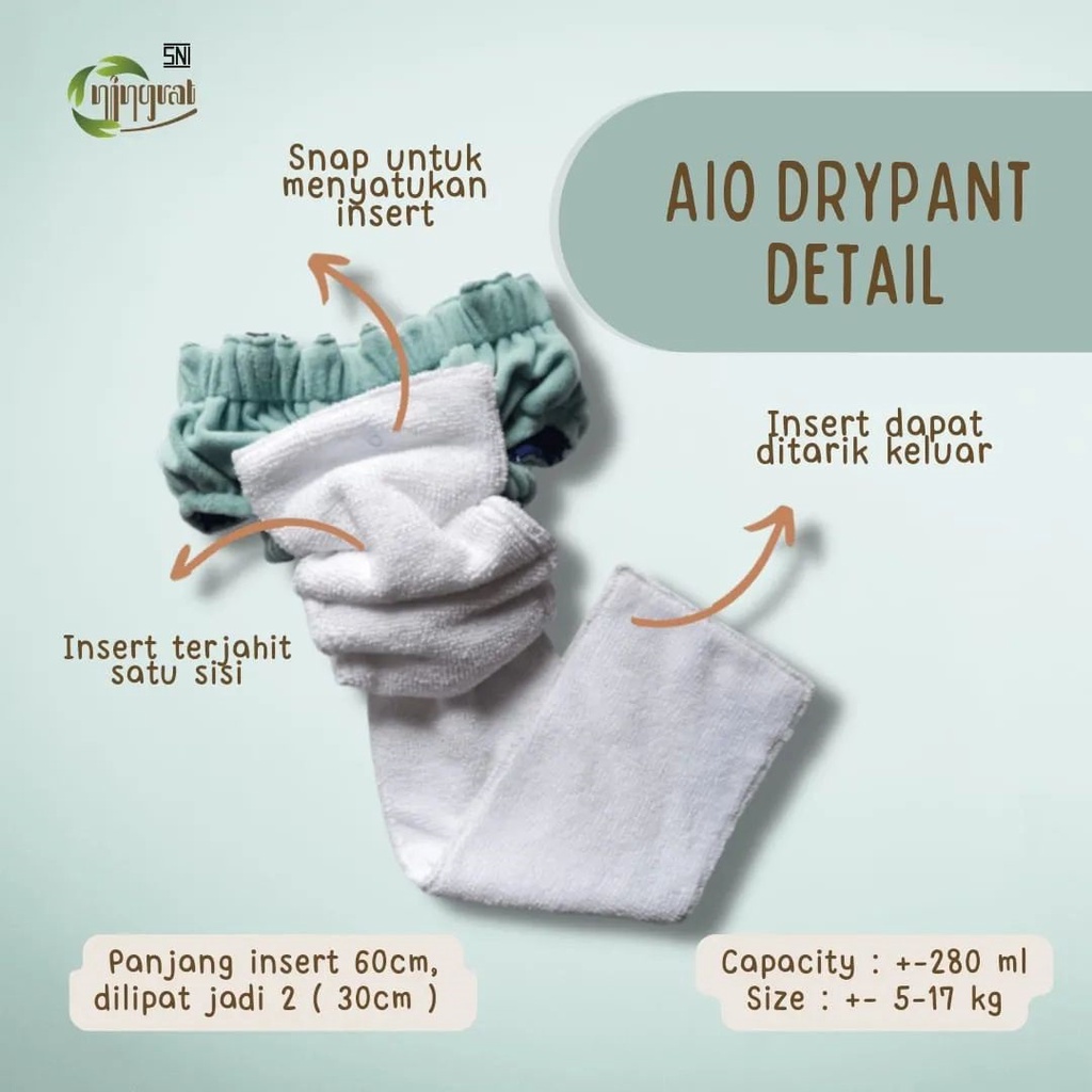 Ningrat Cloth Diaper Clodi Drypant Cepat Kering Popok Kain Modern Cuci Ulang Dry Pants Insert AIO All in One