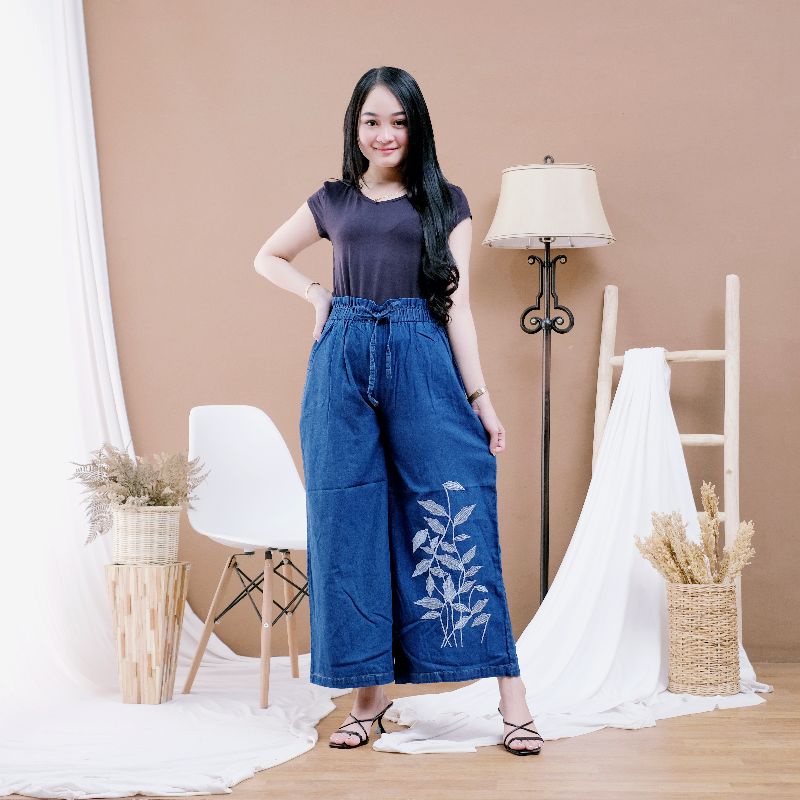 celana kulot jumbo bordir / celana bigsize /celana jeans jumbo / celana jeans bordir