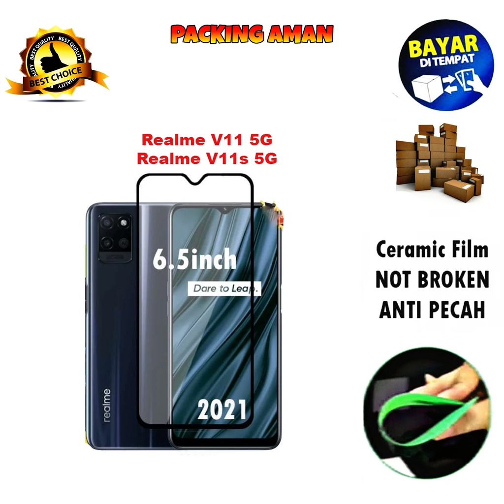 Tempered Glass Realme V11 5G 2021 / Realme V11s 5G 2022 FULL COVER FULL SCREEN Ceramic Film Anti Gores