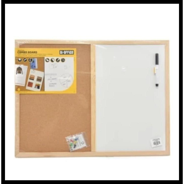 

Pin Board Papan Tulis Kayu Kombinasi White 60X45 Cm