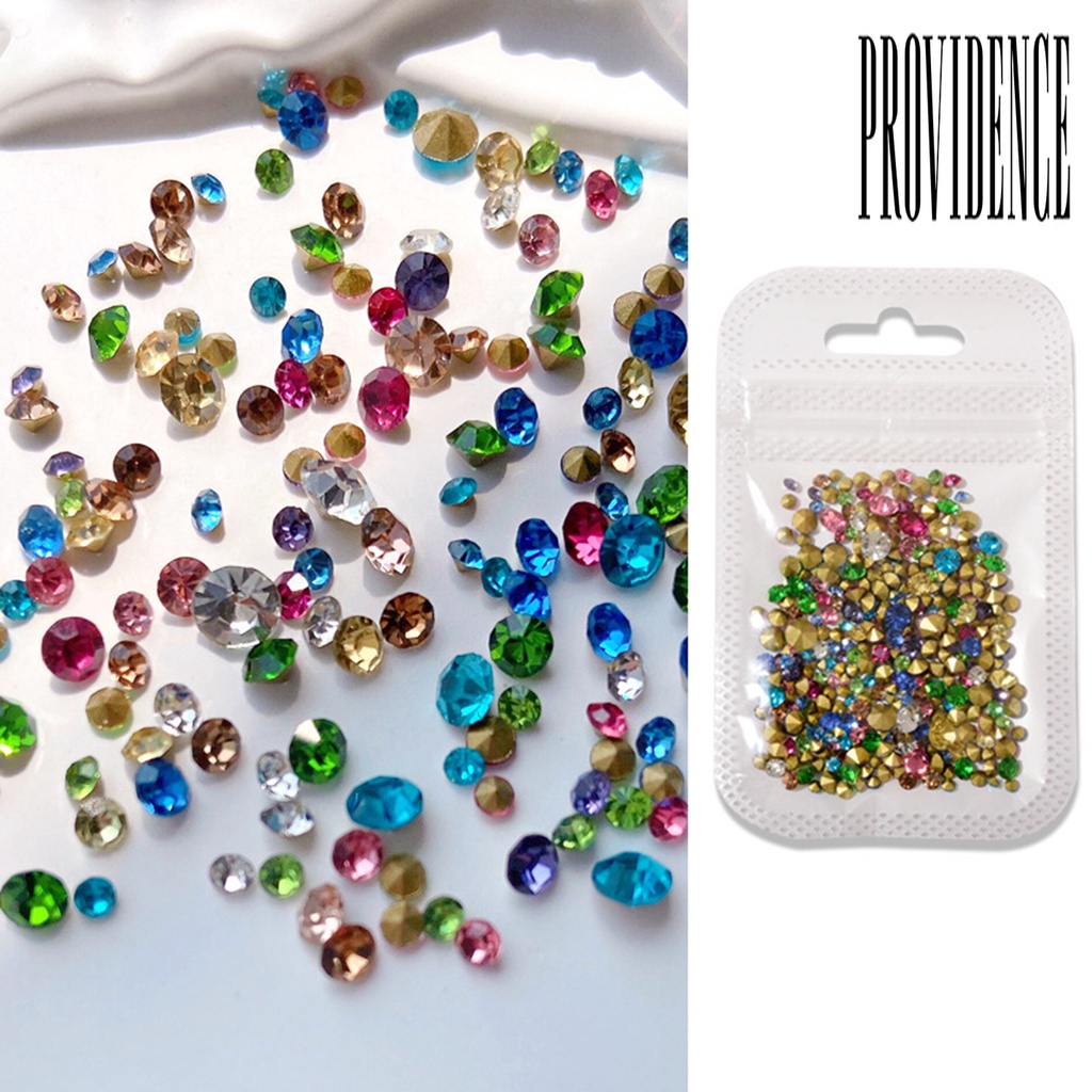 Providence 300Pcs / Set Berlian Imitasi Glitter Multiwarna Tahan Lama Untuk Nail Art / Manicure / Salon