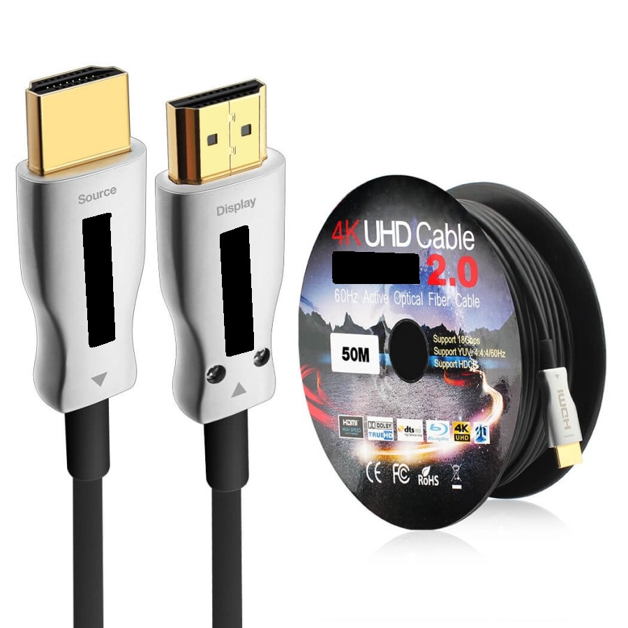 Cable hdtv 2.0 active optical fiber 50 meter 4k hdcp hdr uhd - Kabel hdtv 50m optic optik 3d aktif