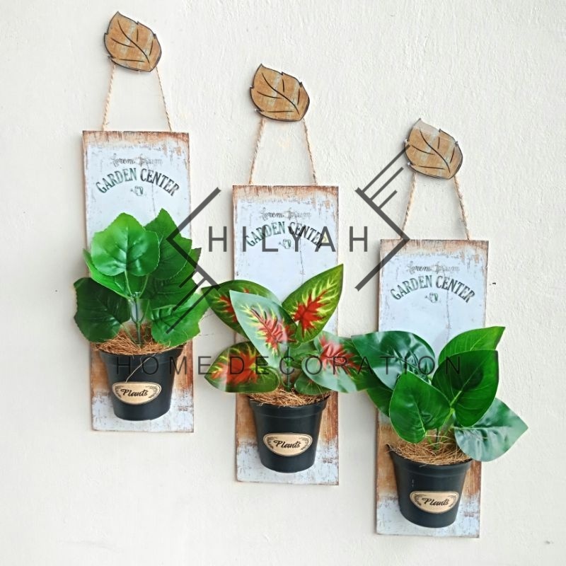 Hiasan Dinding Tanaman Artificial Rak Pot 3d Vertical Garden Unik Plastik Gantung Tempel
