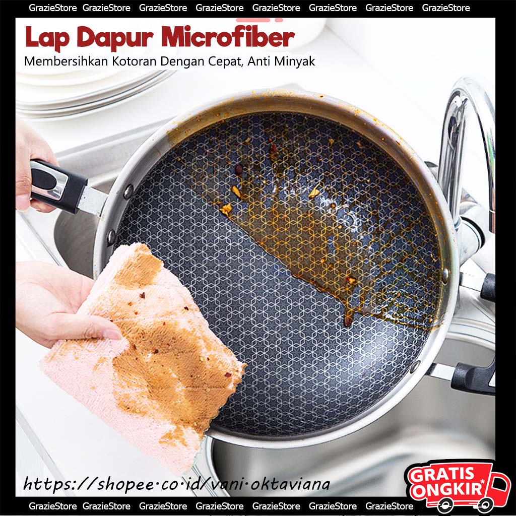 Kain Lap Dapur / Anti Minyak / Kain Lap Microfiber / Kain Lap Piring / Original BISA COD