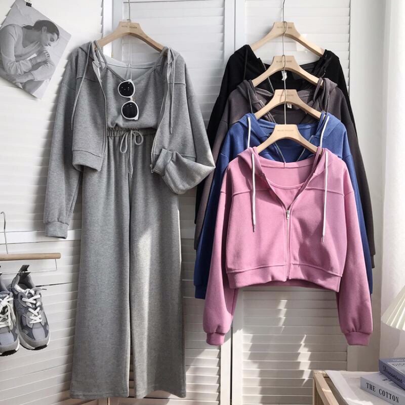 SETELAN SWEATER KULOT FLECEE HOODIE |  ONE SET SETELAN WANITA OLAHRAGA FASHION KOREAN | SETELAN WANI