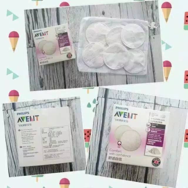 AVENT Breastpad Washable isi 6pcs (3 Pasang) Breastpad washable/breastpad bahan katun isi 6pcs breast pad Avent breastpads bisa dicuci, cuci ulang pakai ulang