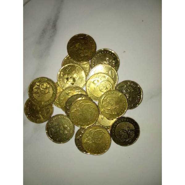50 sen malaysia, koin kuning luster Rp4.750 per keping