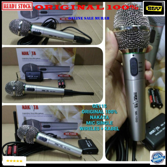 G115 Nakata original 100% Mic kabel wireless Single mik cable wireles profesional pro karaoke mikrophone microphone audio sound system vokal vocal panggung dj studio asli G115   Mic dr Bahan BESI METAL  BISA DIGUNAKAN KE SEGALA ALAT AUDIO single  Mic meng